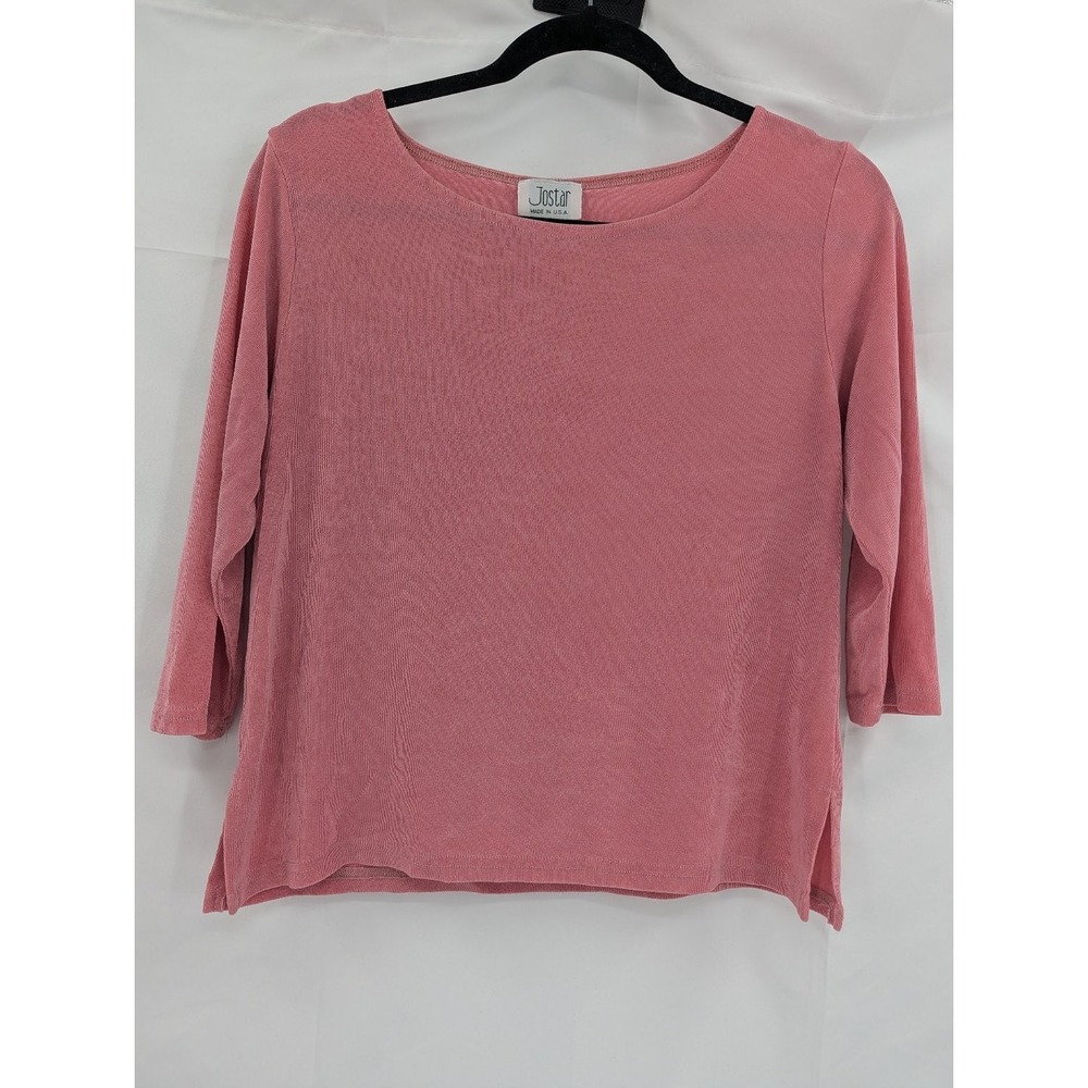 Jostar Women's Pink 3/4‎ Sleeve Cotton Top Size M Soft Stretch
